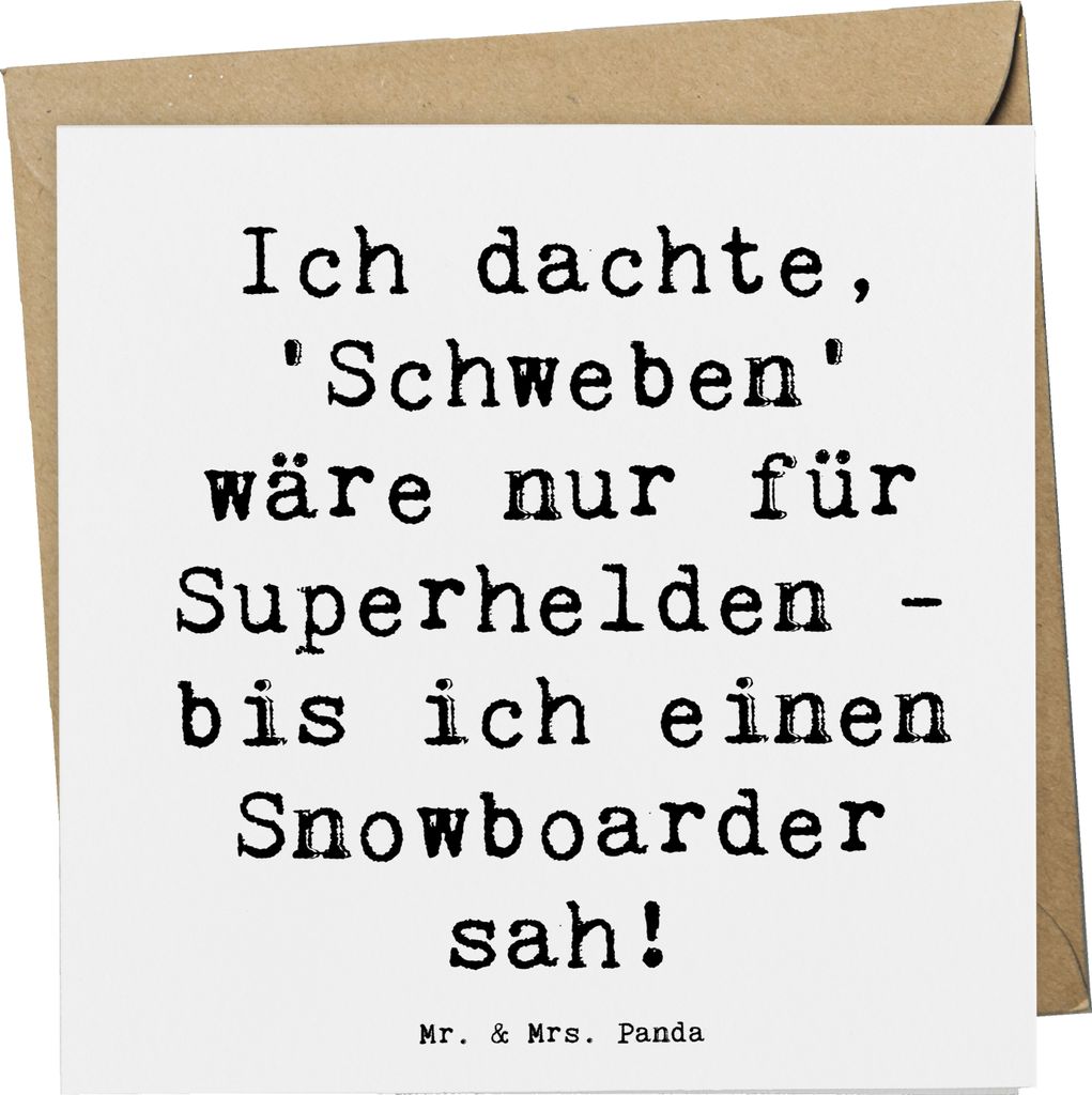 Mr. & Mrs. Panda Klappkarte Spruch Snowboarden Zauber - Weiß - Geschenk, Glückwunschkarte, anlasskarte, Superhelden, Wintersportarten, Sportler, ...