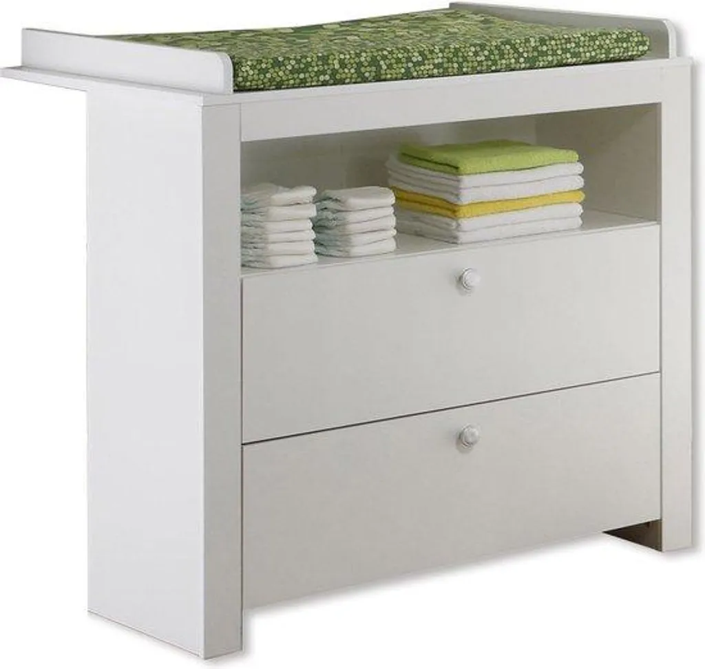 Commode à langer blanche Rootz : meuble de rangement chambre bébé 96cm