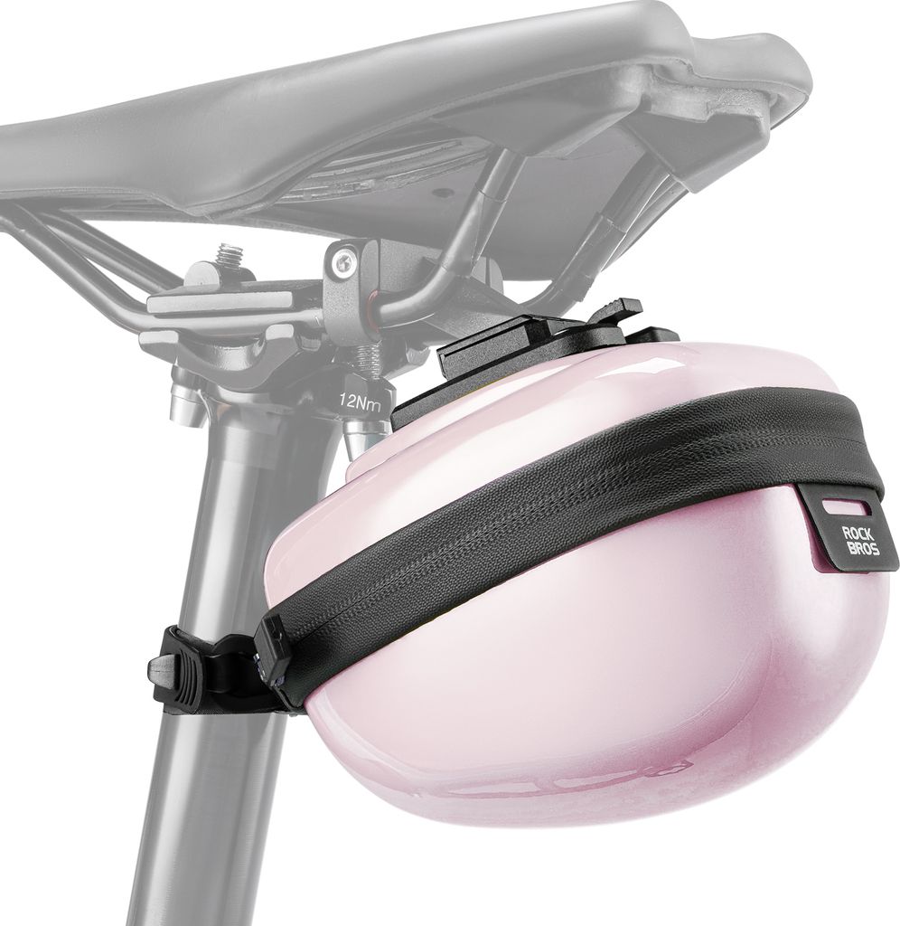 ROCKBROS Fahrrad Satteltaschen Hard Shell Fahrradsitz Tasche 0,4L mit Halterung Rosa