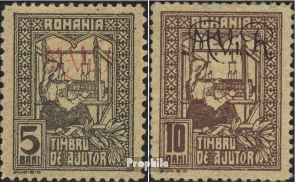 Briefmarken Dt. Militärverw. Rumänien 1917 Mi Z1-Z2 (kompl.Ausg.) mit Falz Frau am Fenster