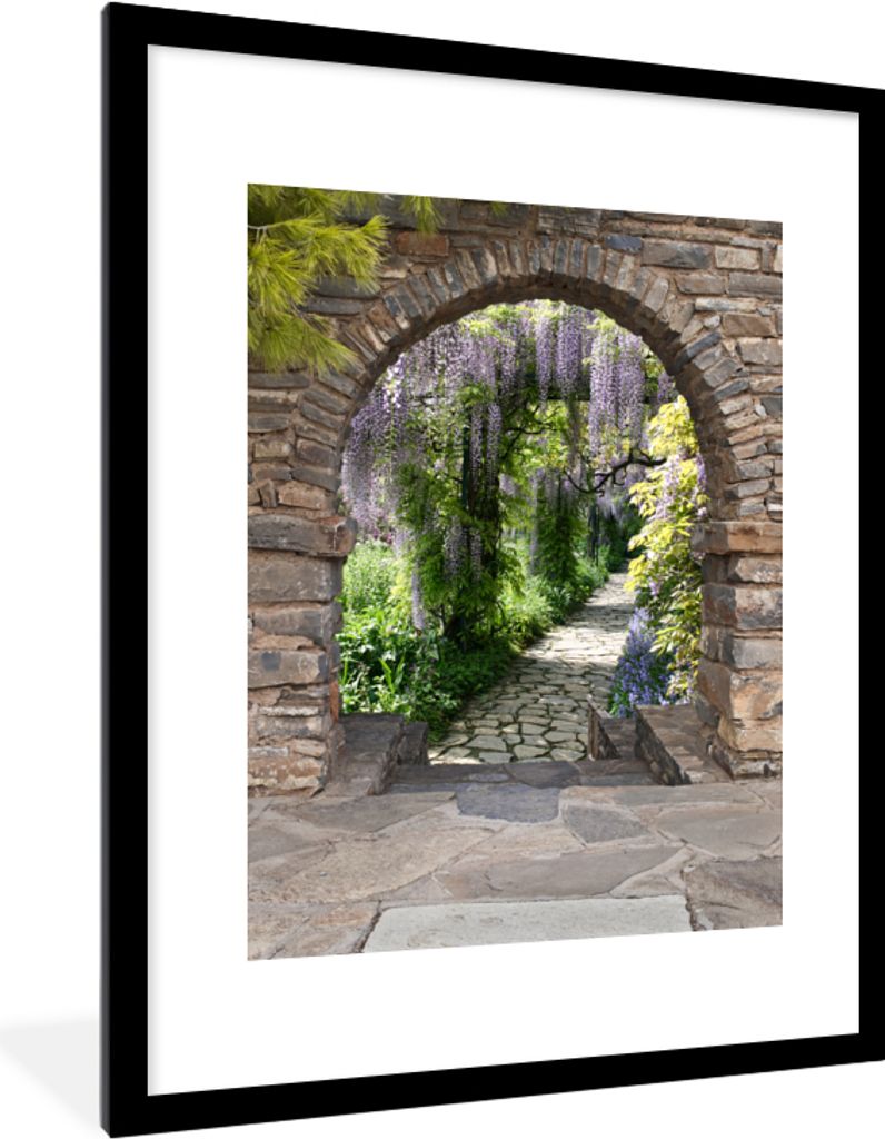 MuchoWow Gerahmtes Poster Wald - Aussicht - Steine - Weg 60x80 cm - Poster mit Schwarzem Bilderrahmen Wandposter Rahmen Foto Bilder - Wohnzimmer ...