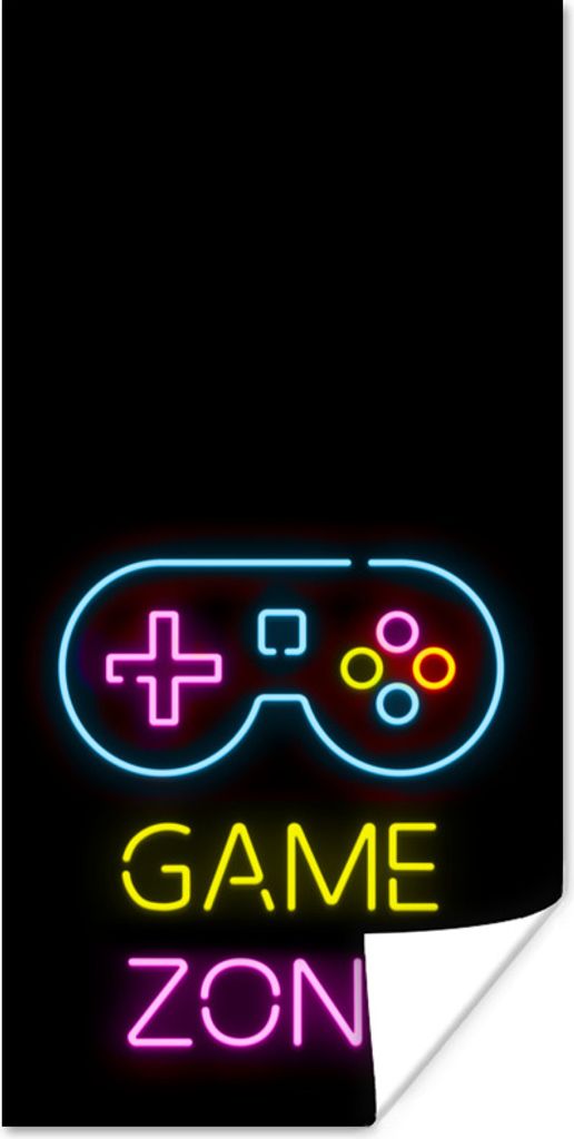 MuchoWow Poster Controller - Spiel - Neon - Schwarz - Zitate - Spielzone 40x80 cm - Dekoration