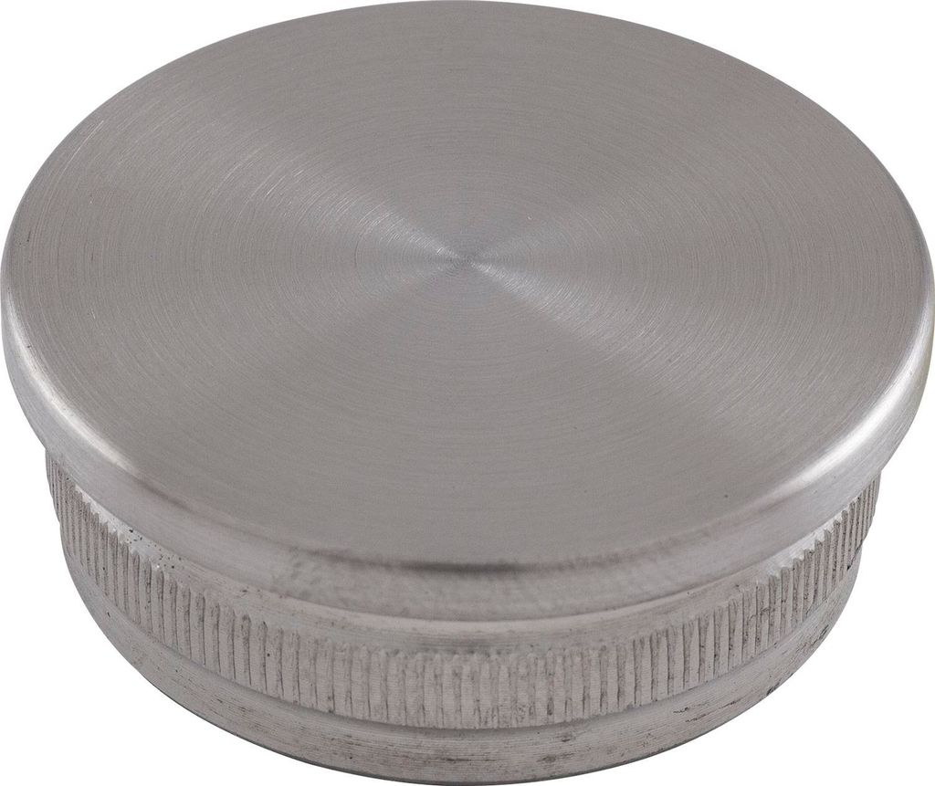 ECONOMY Rändelkappe flach hohl, Rohr ø 42,4 x 2 mm,Edelstahl geschliffen V2A