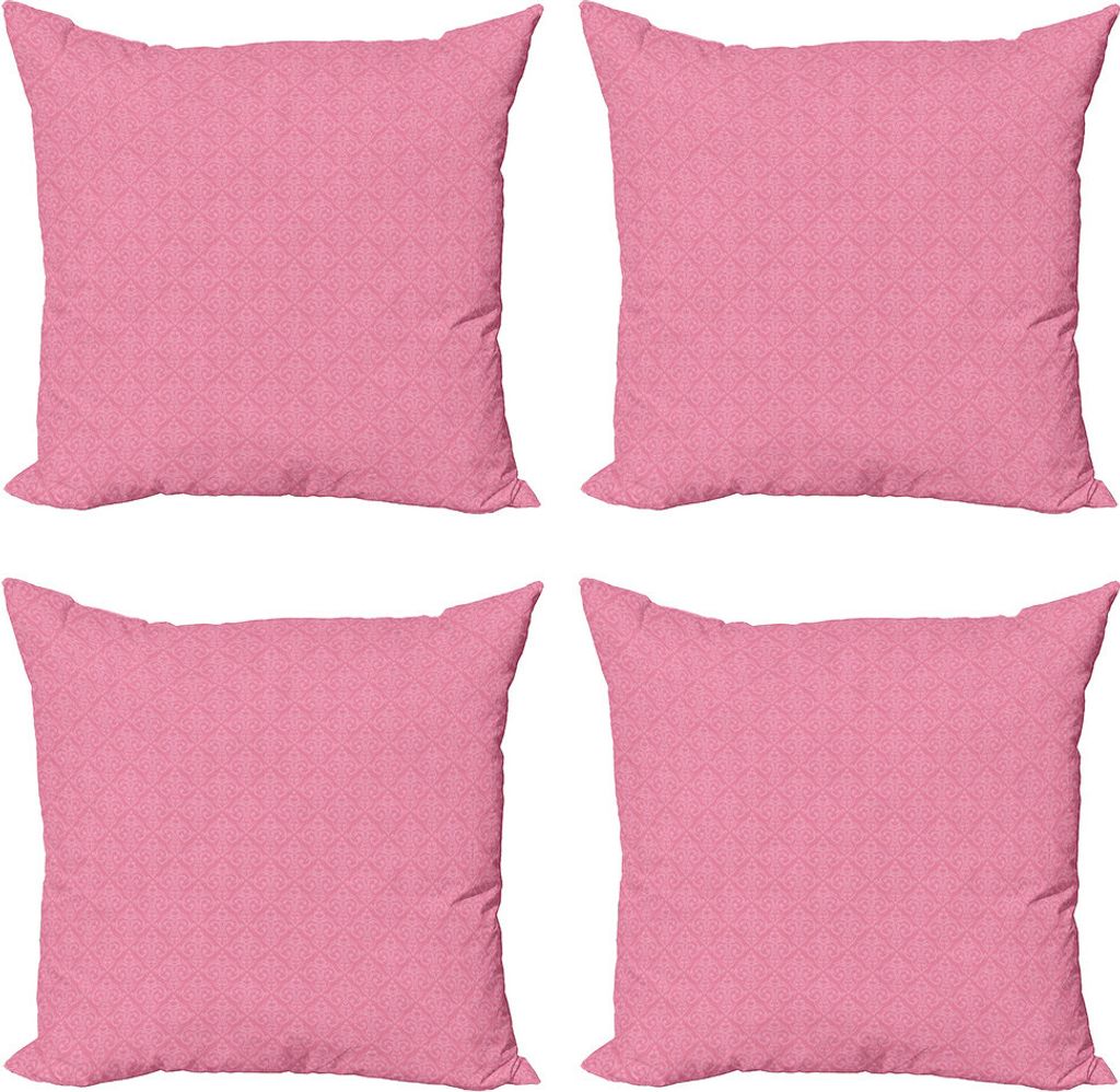 ABAKUHAUS Blassrosa Kissenbezug Set (4 Stück), Rokoko-Damast, Moderner Doppelseitiger Digitaldruck, 60 cm x 60 cm, Rosa Blassrosa