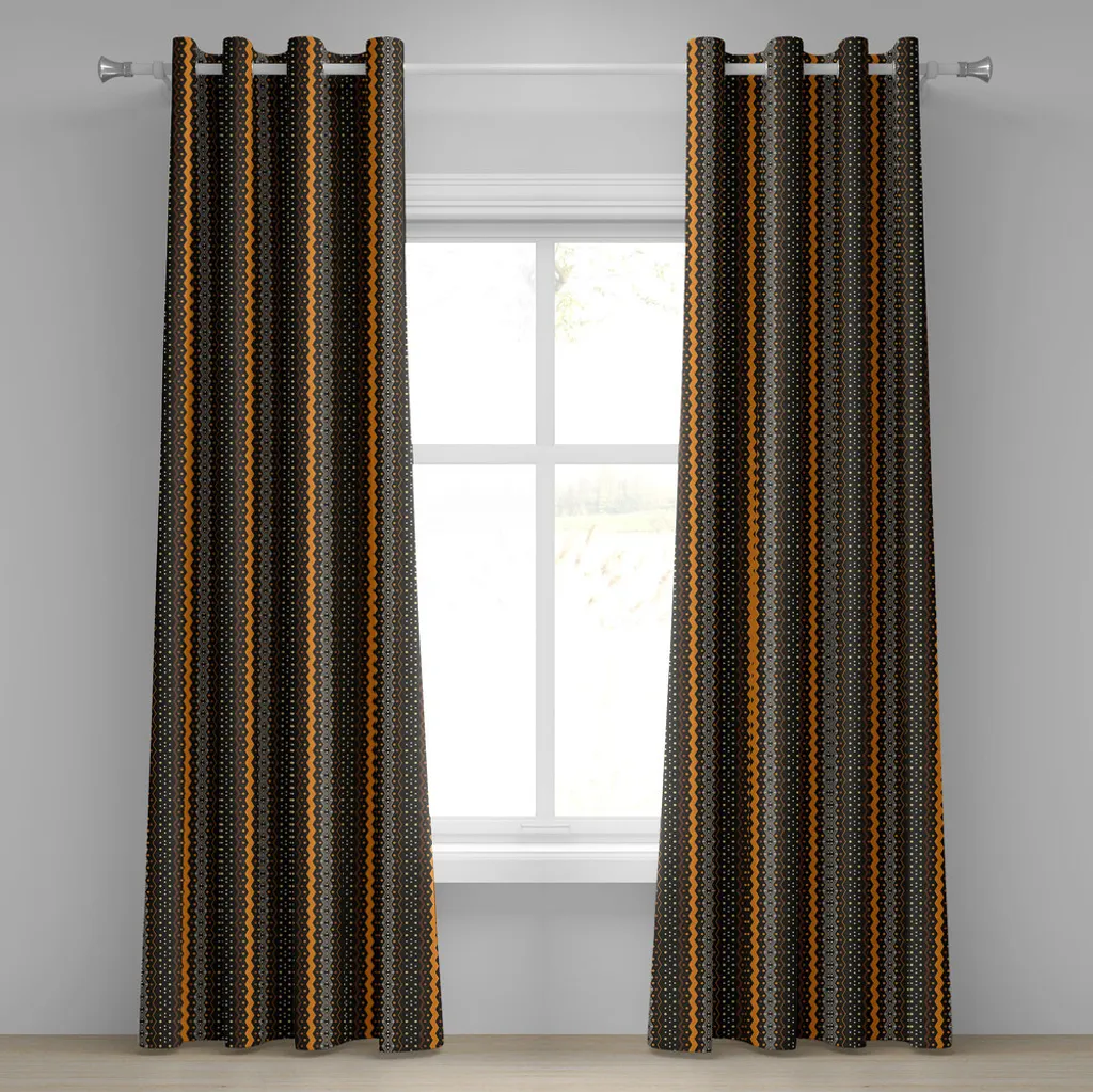 Rideaux décoratifs 2 panneaux motif tribal zigzag vertical 280x175cm