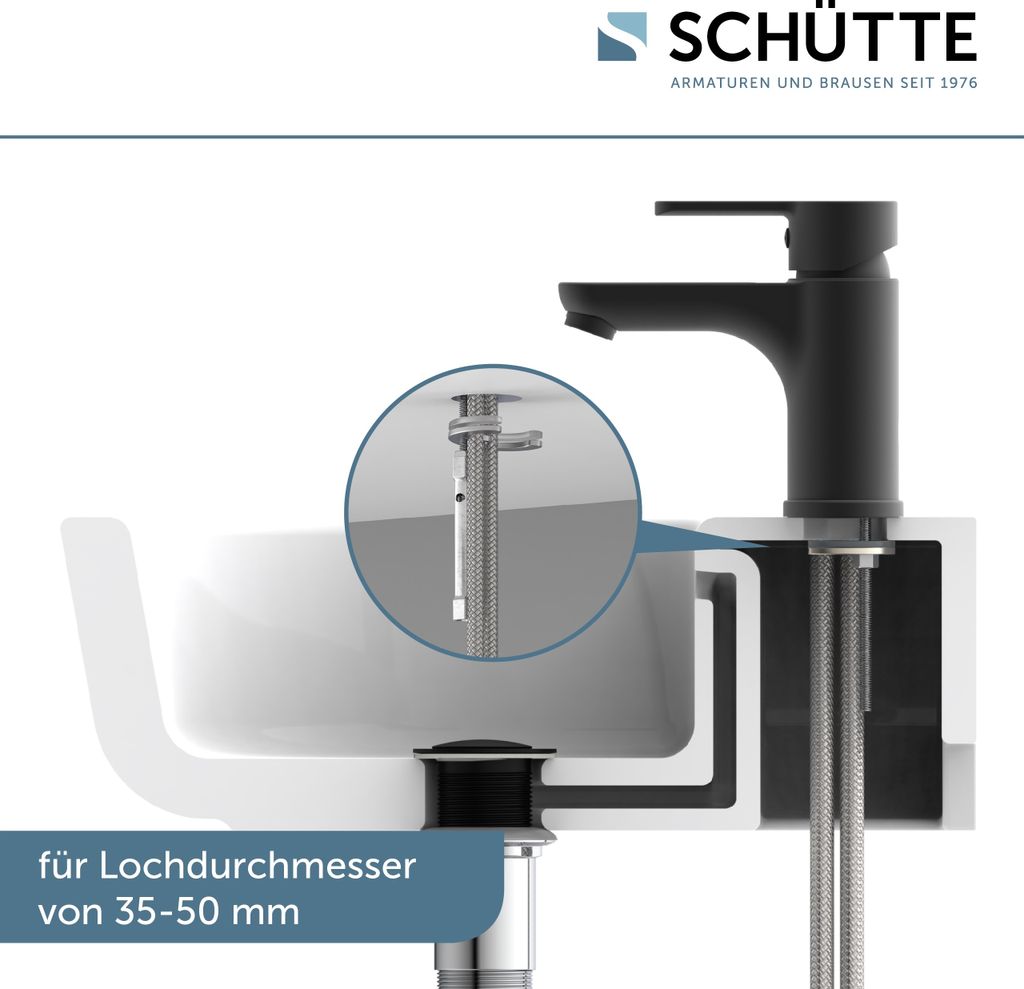 SCHÜTTE Waschtischarmatur Denver, Mischbatterie mit PopUp Produktbild 6