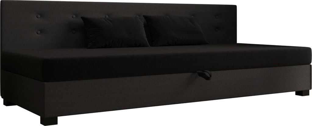 AURA SOFA Boxspringbett OLAF BIZ 90x195 Komplett-Set mit Bonell Matratze, Polsterbett mit Bettkästen - Dunkelgrau/Schwarz, SAWANA 05/14