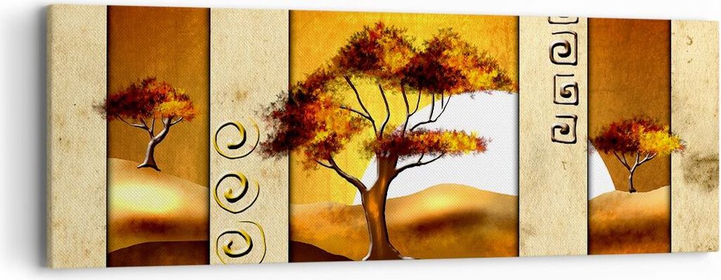 Bild auf Leinwand - Leinwandbild - Modern baum savanne wüste - 90x30cm - Wand Bild - Wanddeko - Leinwanddruck - Bilder - Kunstdruck - Wanddekorati...