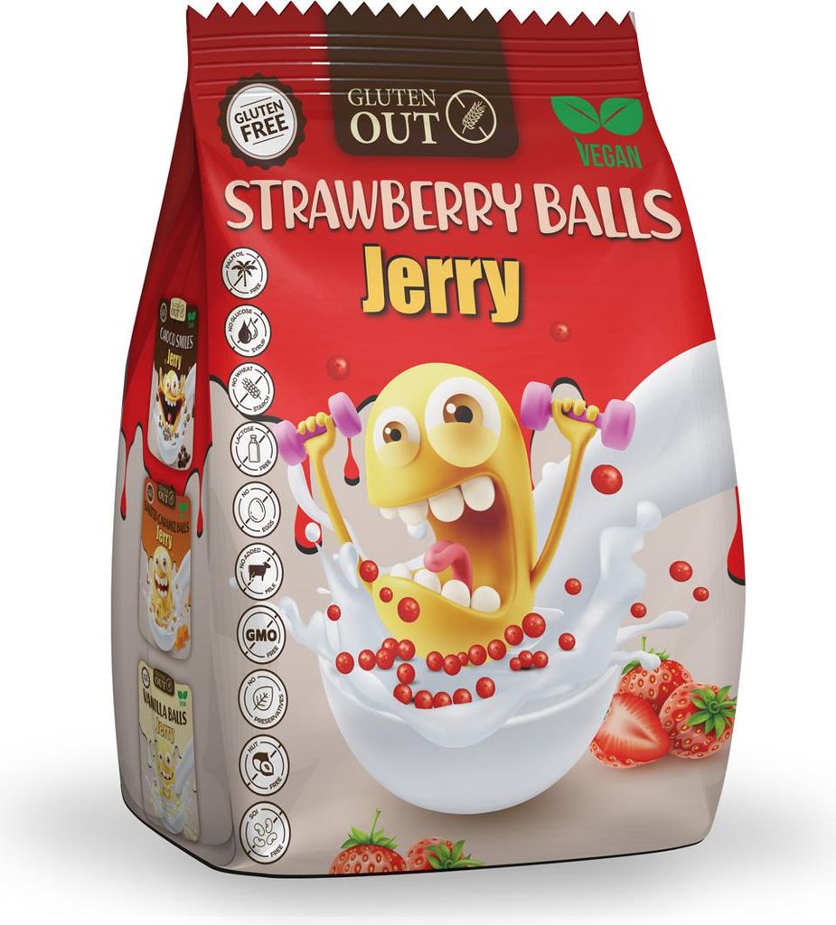 Nerano Strawberry Balls Jerry Breakfast Cereal Bezglutenowe Zdjęcie produktu 