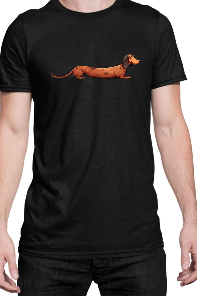 Herren T-Shirt Funny Dogs Breeds Dachshund Dog Breed 020, Man 2XL / Schwarz