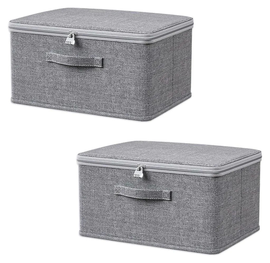 Organiseur de dressing empilable avec couvercle en tissu lot de 2