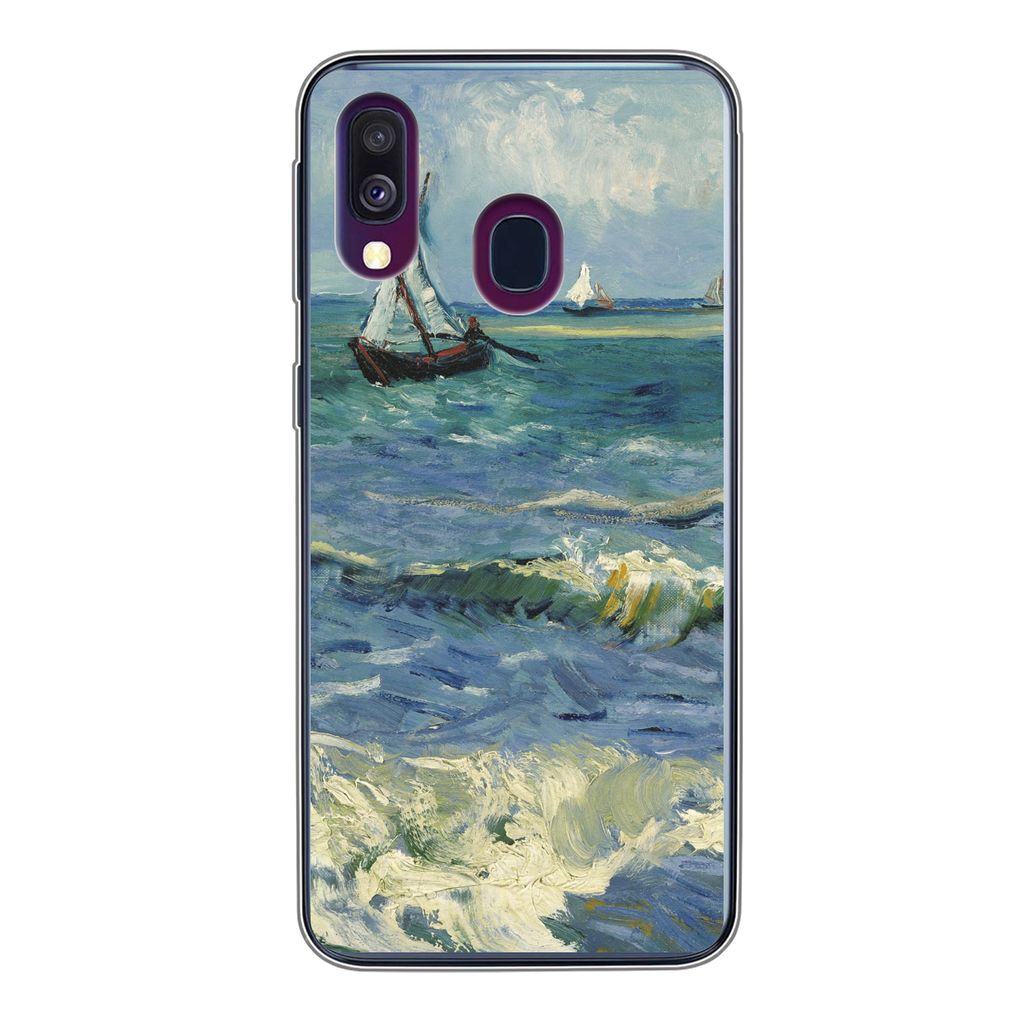 MuchoWow Handyhülle Schutzhülle Hülle für Samsung Galaxy A40 Meereslandschaft bei Les Saintes-Maries-de-la-Mer - Vincent van Gogh Silikon Sof...
