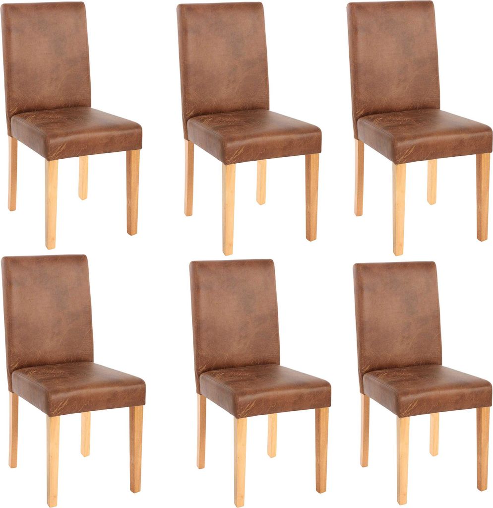 6er-Set Esszimmerstuhl Stuhl Küchenstuhl klassisch und zeitlos | HxBxT 90x43x56cm | Sitzhöhe 45cm | Textil | helle Beine | WildKunstleder