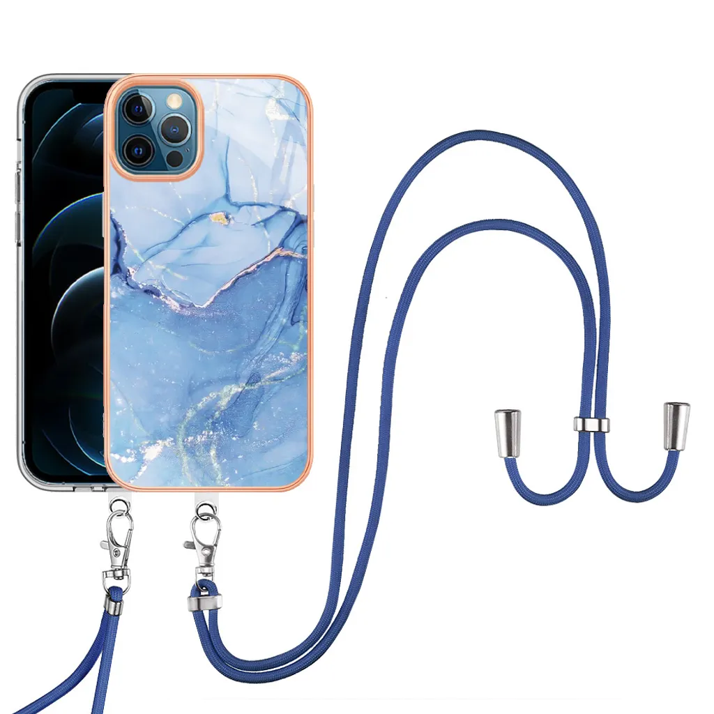Custodia iPhone 12 Pro Max con Cinturino Blu: Protezione TPU Fantasia