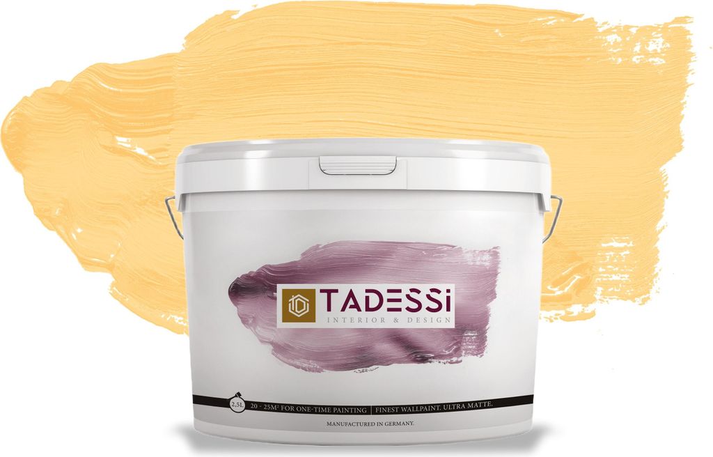 TADESSI Color Vista Wandfarbe Pastellgelb - Honiggelb - Matte Dispersionsfarbe - Hochwertige Innenfarbe für Wand und Decke - 2,5 Liter Gebinde