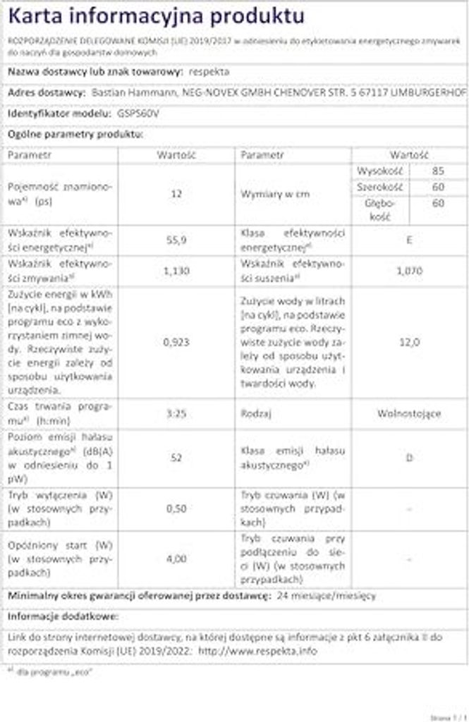 Respekta Geschirrspüler freistehend 60 cm weiß/Spülmaschine Produktbild 20