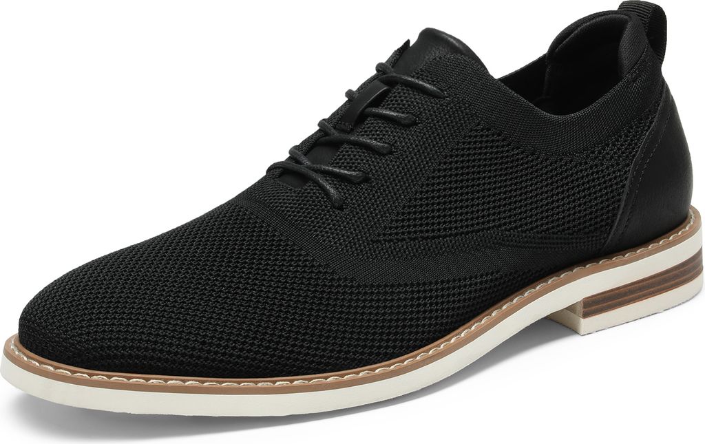 Herren Anzugschuhe Atmungsaktiv Gestrickter Stoff Derby Sommer Schnürschuhe Formale, Farbe: Schwarz, Größe: 45