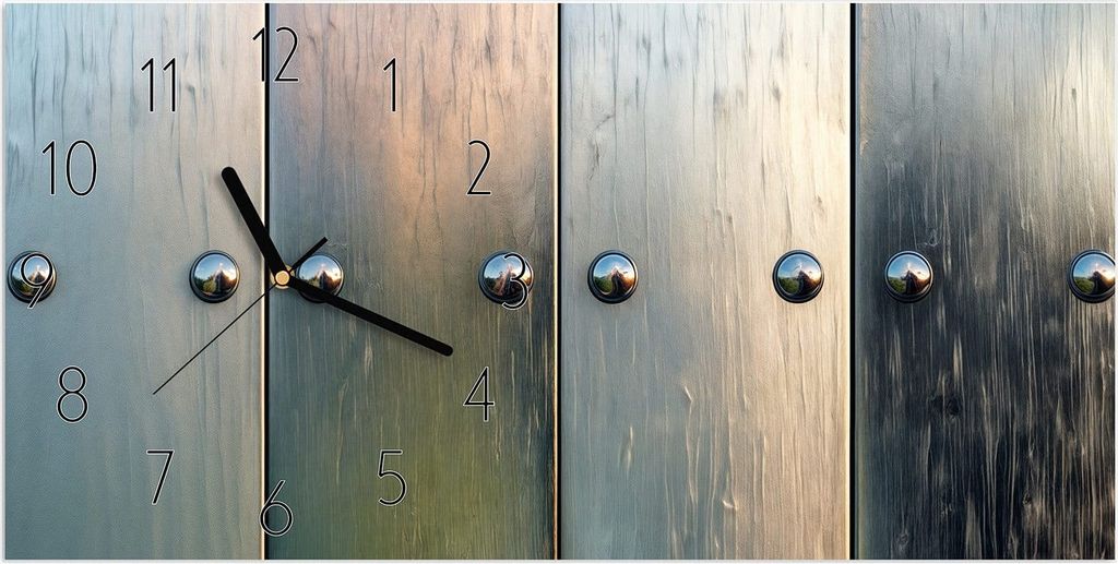 Wanduhr aus Glas mit Motiv Metallene Paneele- 60 x 30 cm - inkl. Aufhängesystem