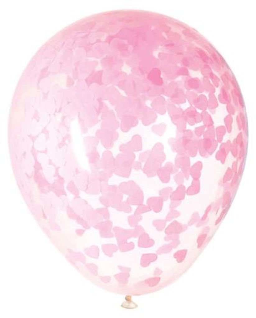 5 Luftballons mit Konfetti Herzen pink Produktbild 