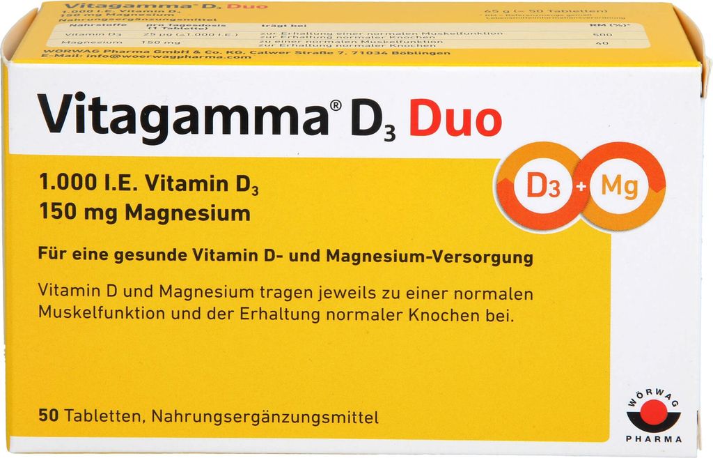 Vitagamma D3 Duo 1,000 I.E. 150 mg Magnesium Tabletten, 50 St. Tabletten