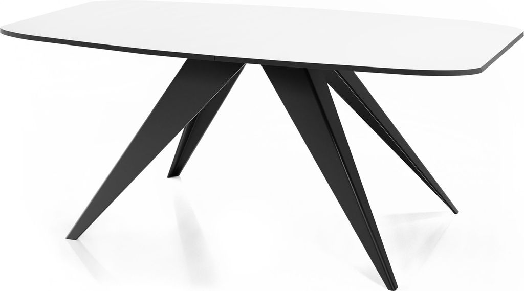 Ausziehbarer Esstisch im Loft-Stil - Industrieller Tisch mit Schwarzen Metallbeinen - Modernes Design für Wohnzimmer - 160 cm Ausziehbar auf 200 c...