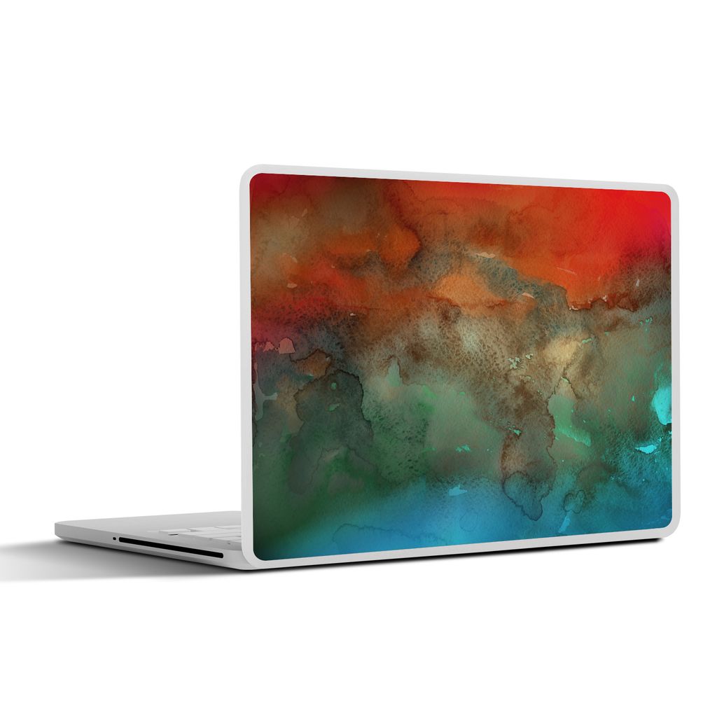 MuchoWow Laptop Aufkleber Sticker Cover Aquarell - Rot - Grün - Braun 32.5x23.5 cm - Sticker für Laptop - Selbstklebend