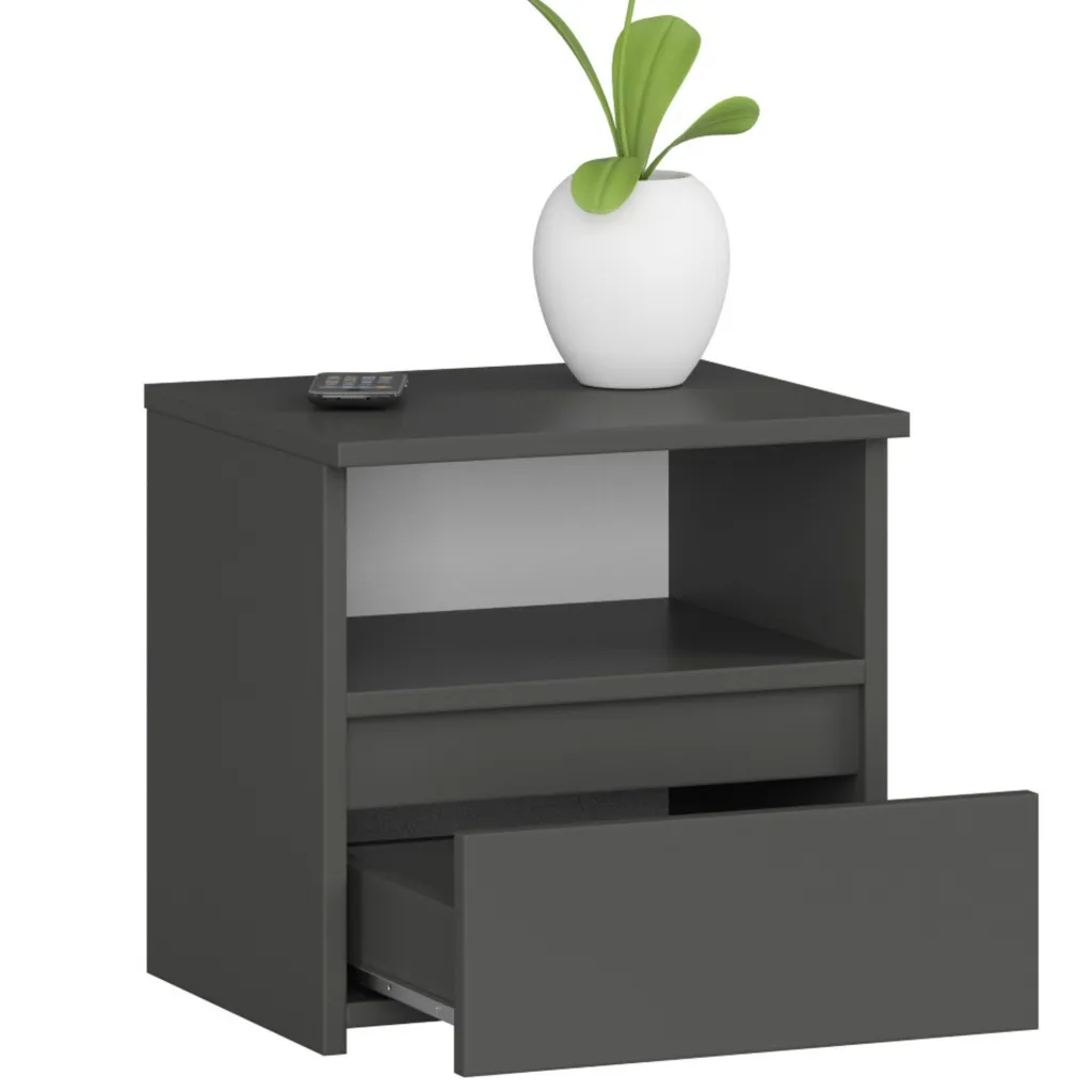 Petite commode buffet gris anthracite avec tiroir de rangement 40cm