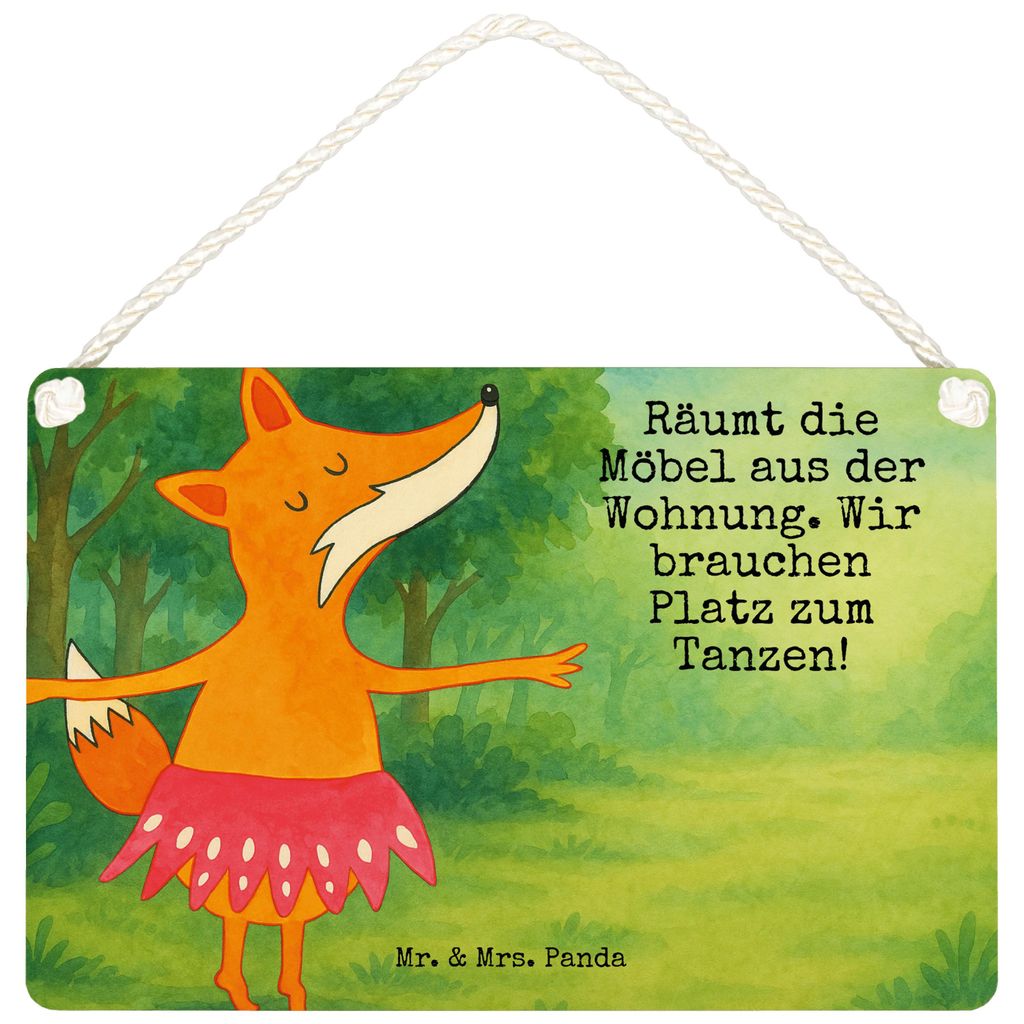 Mr. & Mrs. Panda wandtafel Fuchs Ballerina Design DIN A6 - Weiß - Geschenk, Holzschild, Tanzen, Türschild, Schild, holzbild, hängeschild, Wandbi...