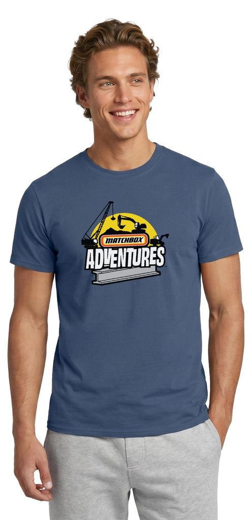 Spreadshirt Matchbox Adventures Design Mit Kran Und Bagger Männer T-Shirt, XXL, Dunkles Denimblau
