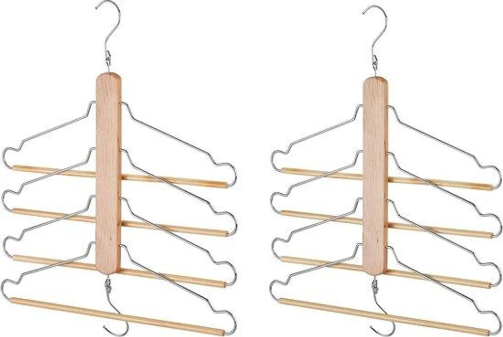Optimisation dressing : Cintre multiple 4 niveaux en bois de lotus x2 - 5