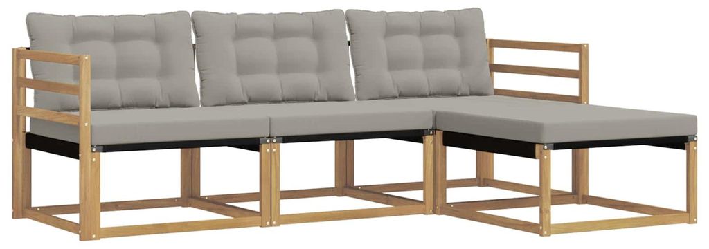 vidaXL Outdoor-Sofagarnitur mit Kissen 4 pcs Weiß und Hellgrau