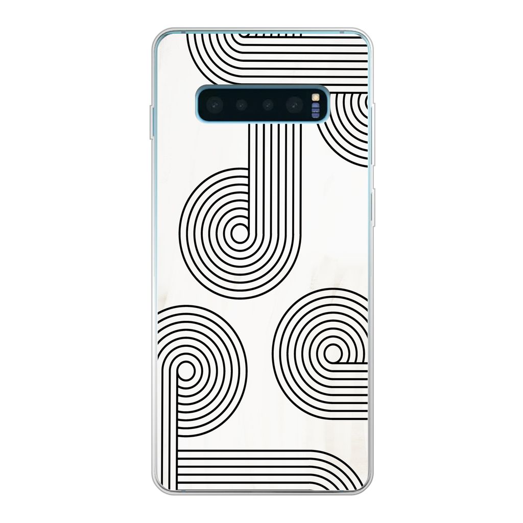 MuchoWow Handyhülle Schutzhülle Hülle für Samsung Galaxy S10 Lite Abstrakt - Schwarz - Weiß - Kreis Silikon Softcase Handy Hülle - Schutz