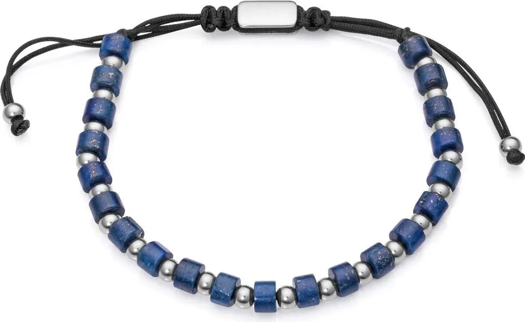 Bracelet homme Viceroy 14052P01013 rigide avec maille acier et cuir noir