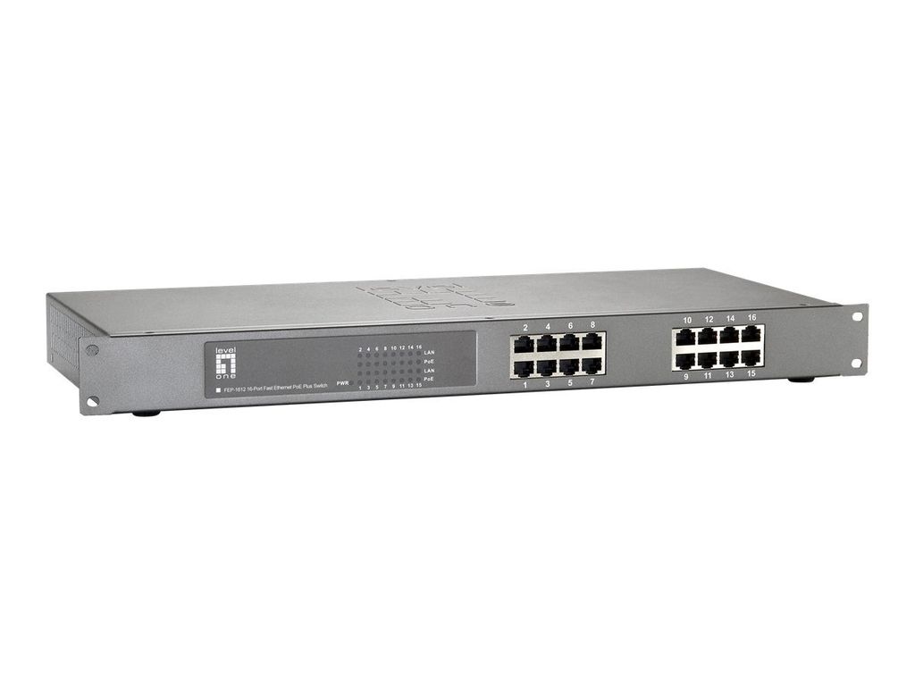 LevelOne FE PoE Switch 16xPoE+ 19" 500W 100Mbps
