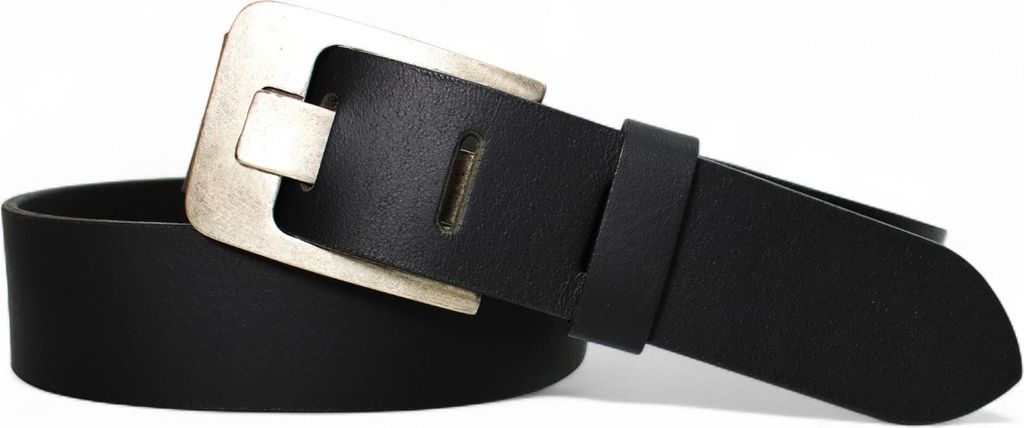 FRONHOFER Gürtel mit Breitdornschnalle 4 cm Büffelleder, altsilber Optik
