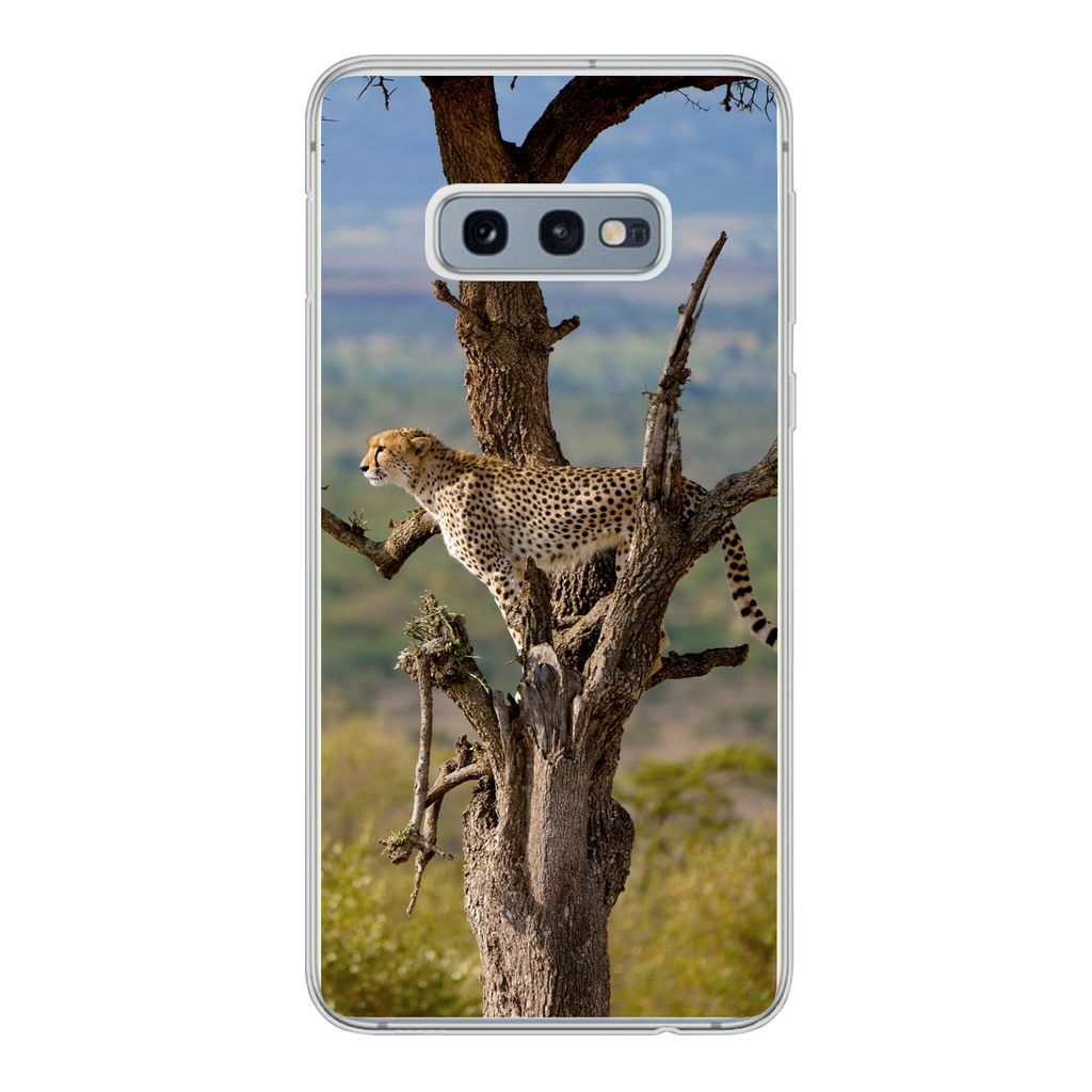 MuchoWow Handyhülle Schutzhülle Hülle für Samsung Galaxy S10e Leopard - Baum - Tier Silikon Softcase Handy Hülle - Handy