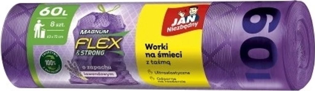 Pytle na odpadky 60l s praktickým pásem, balení 8ks - Jan Obrázek produktu 