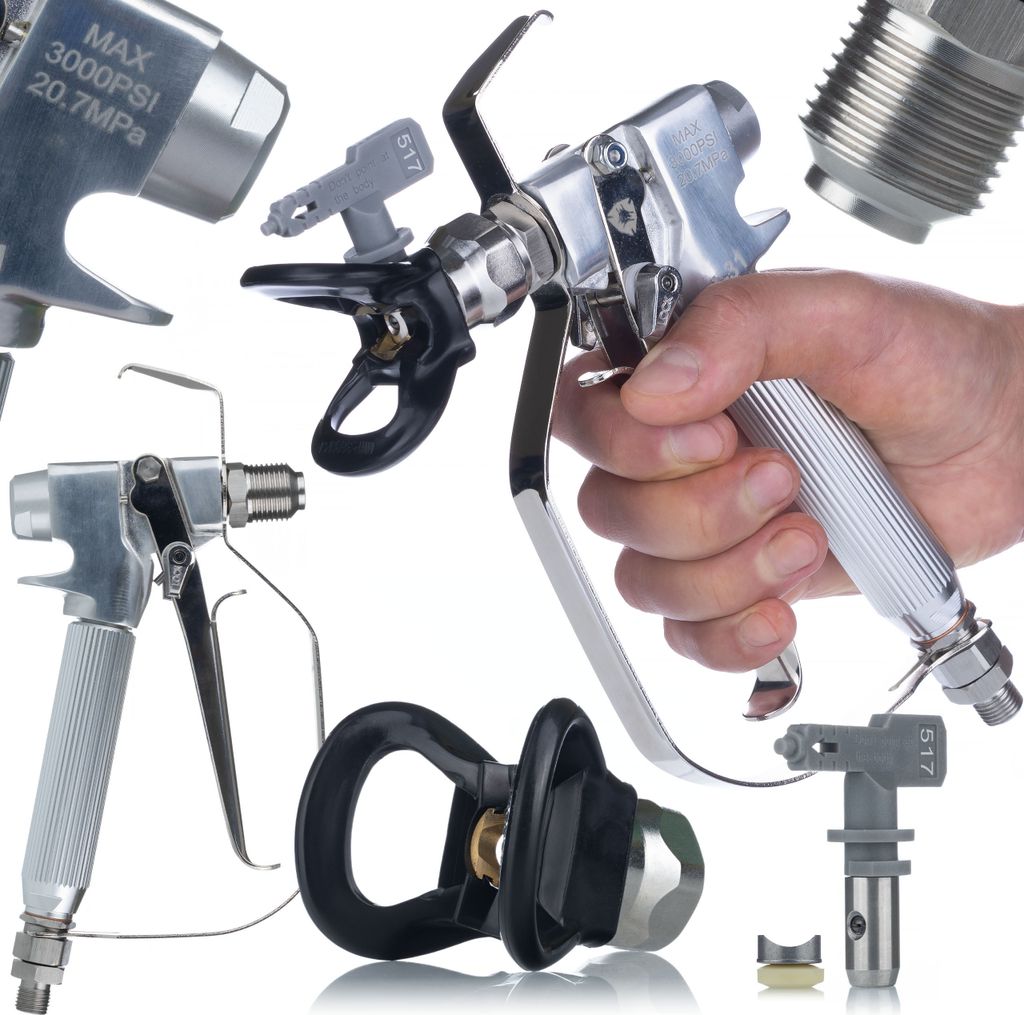 Rosfix Airless Farbspritzpistole für Profis | Mit Düse 517 & Düsenabdeckung | 3000 psi | 1/4" Anschluss | Kompatibel mit GRACO, Wagner