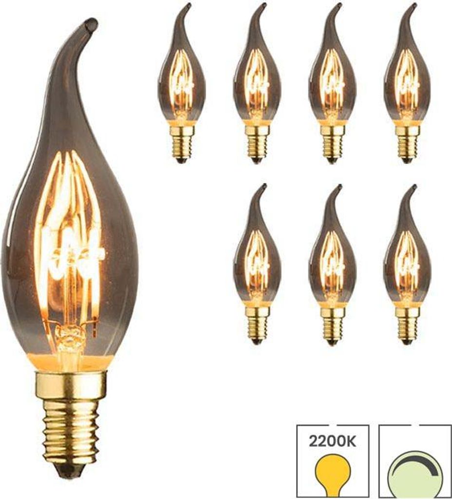 8er-Set LED-Kerzenlampen Flamme E14 | 2 Watt dimmbar | Produktbild 