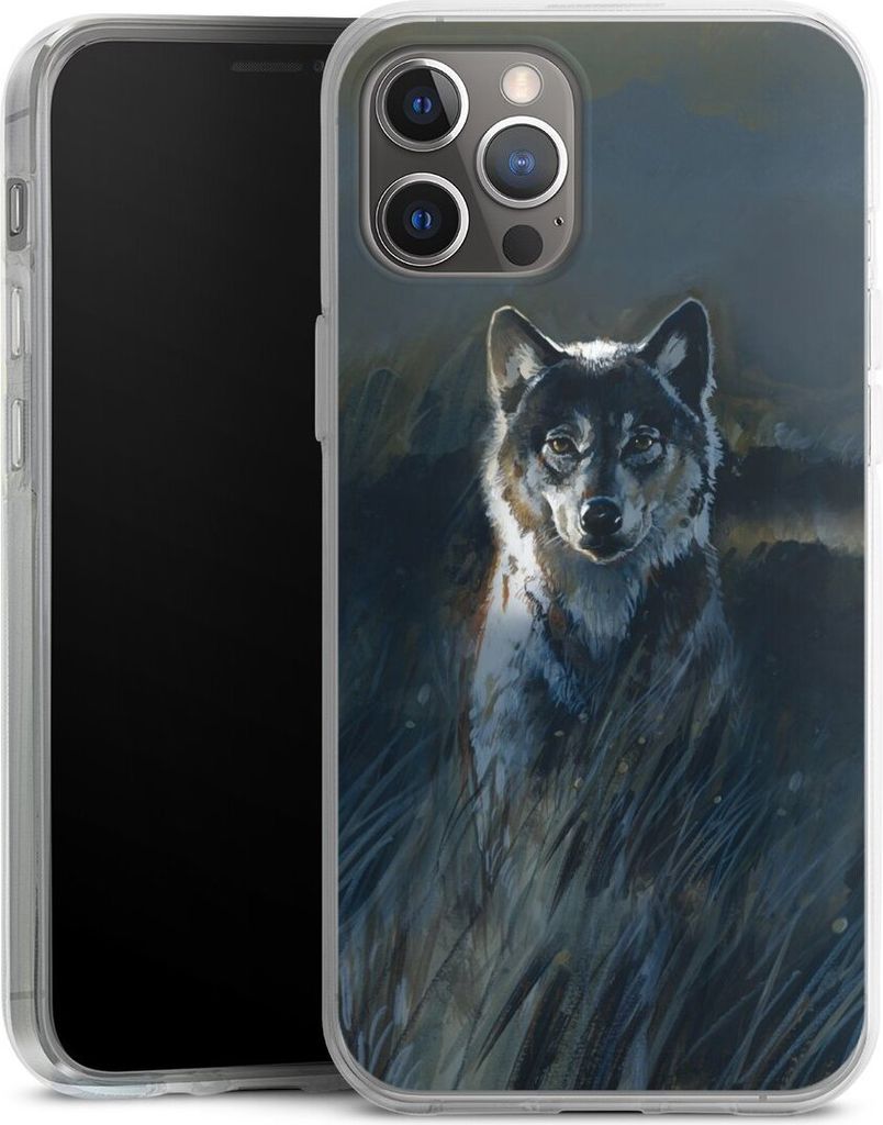 DeinDesign Handyhülle für Apple iPhone 12 Pro Max Silikon Hülle Case Smartphone Schutzhülle Malerei Natur Wolf