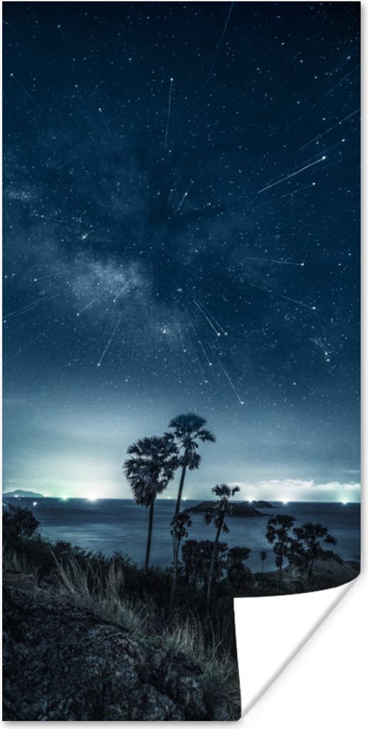 MuchoWow Poster Sternenhimmel - Meer - Tropisch - Jungen - Mädchen - Kinder 20x40 cm - Plakat - Foto