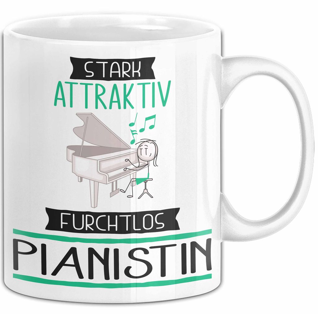 Pianistin Tasse Geschenk Becher Stark Attraktiv Furchtlos Pianistin Lustige Geschenkidee (Weiß)