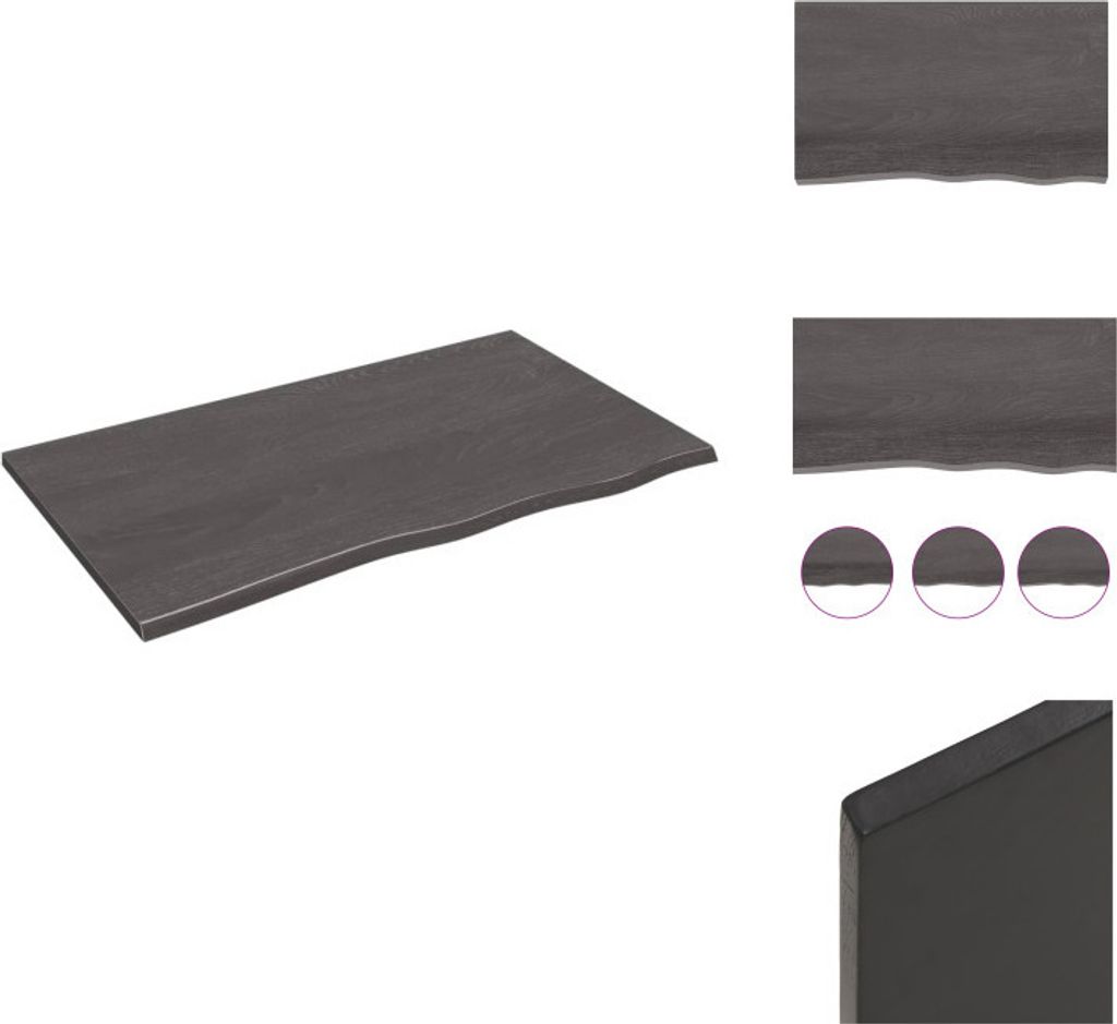 vidaXL Wandregal Dunkelgrau 100x60x2 cm Massivholz Eiche Produktbild 