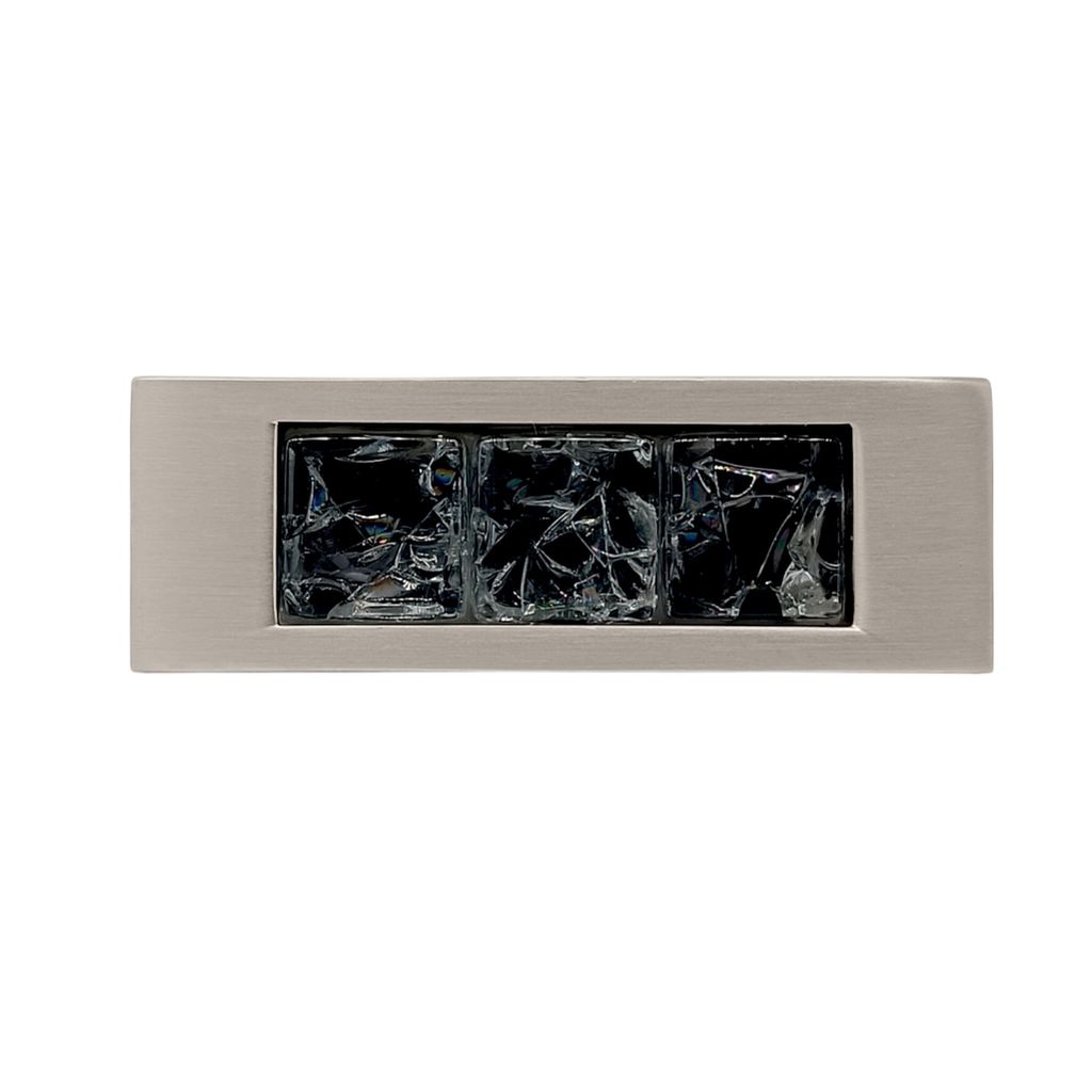 Domino Kristall Möbelknopf in Silber & Schwarzes Glas Kristallknöpfe Robustes Glas-Design Möbelknöpfe Möbelgriff Glamouröser Stil für Schränke