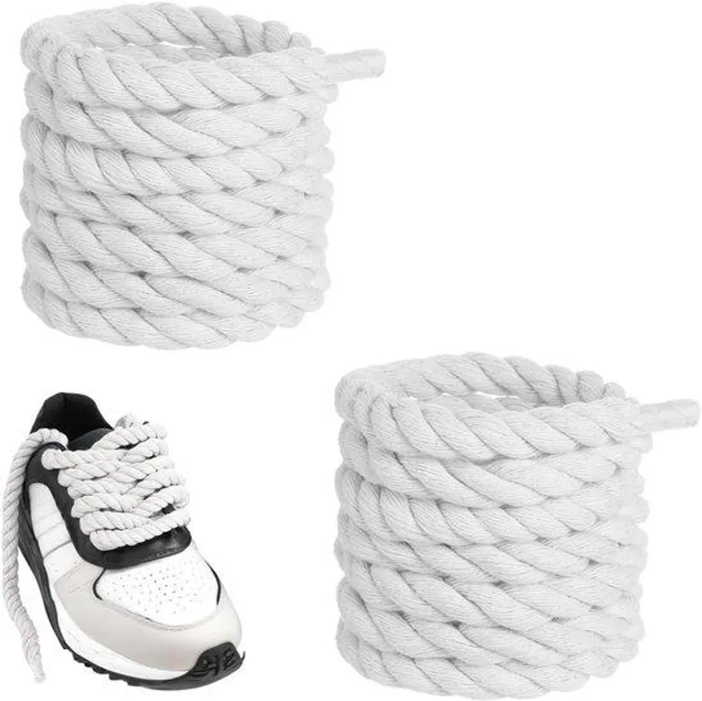 Lacets ronds épais blancs en coton résistant 150 cm pour chaussures
