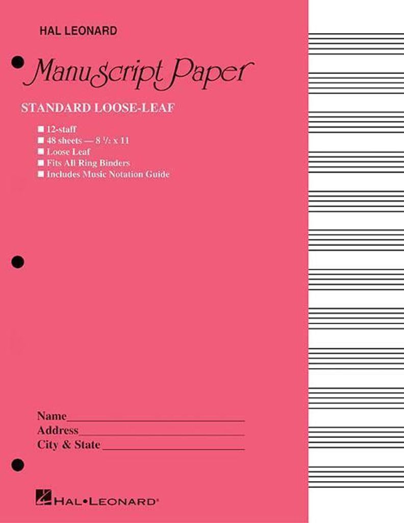 Standard Loose Leaf Manuscript Paper (Pink Cover)