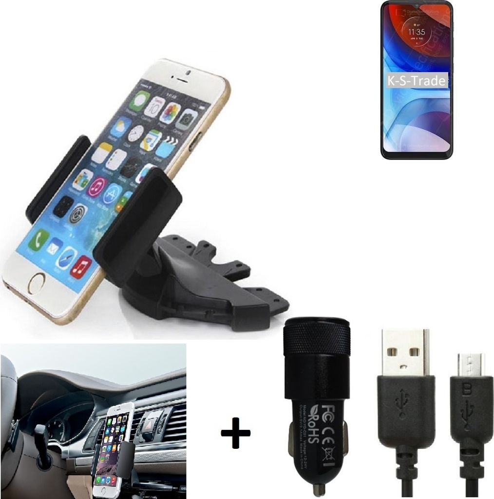 TOP SET K-S-Trade Autohalterung kompatibel mit Lenovo K13 Note CD Schlitz Halterung KFZ-Halter Radio Handy Halterung 360° drehbar DVD-Schacht inkl.