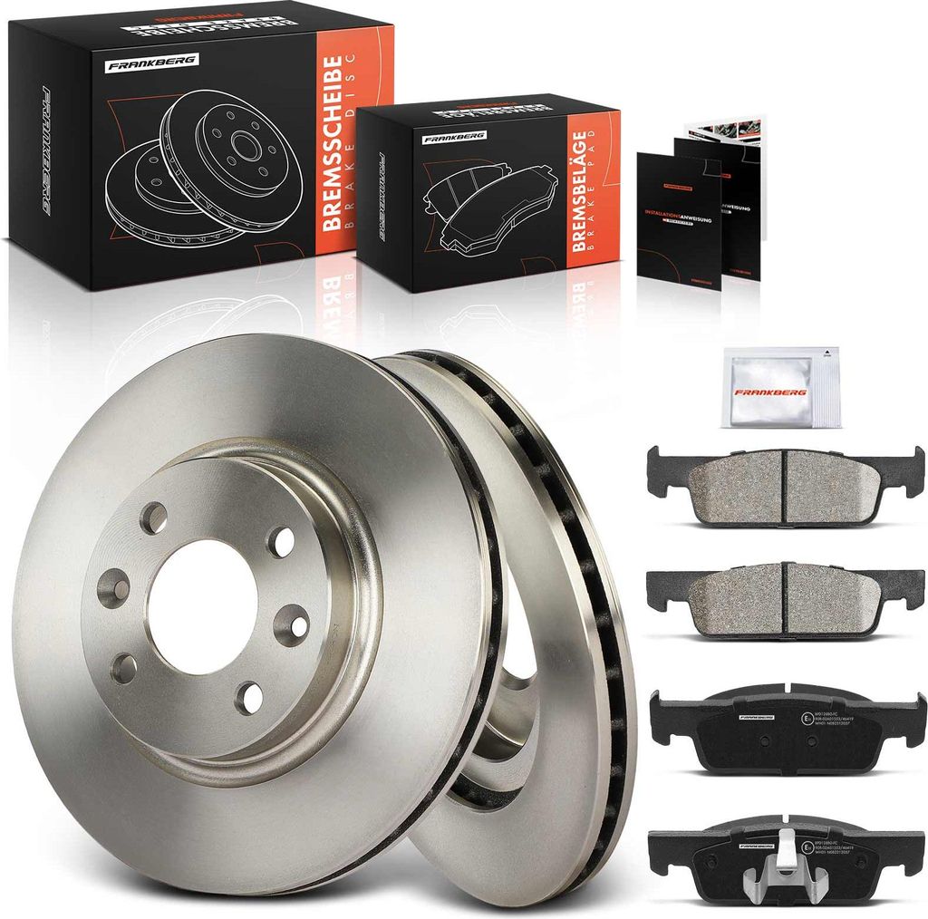 Frankberg 2x Bremsscheiben 4x Bremsbeläge Vorderachse für Dacia Logan II MCV Sandero Renault Logan/Stepway Twingo III