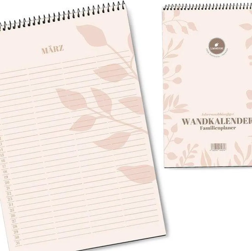Calendrier mural A4 beige anti-oubli, agenda familial feuilles amovibles