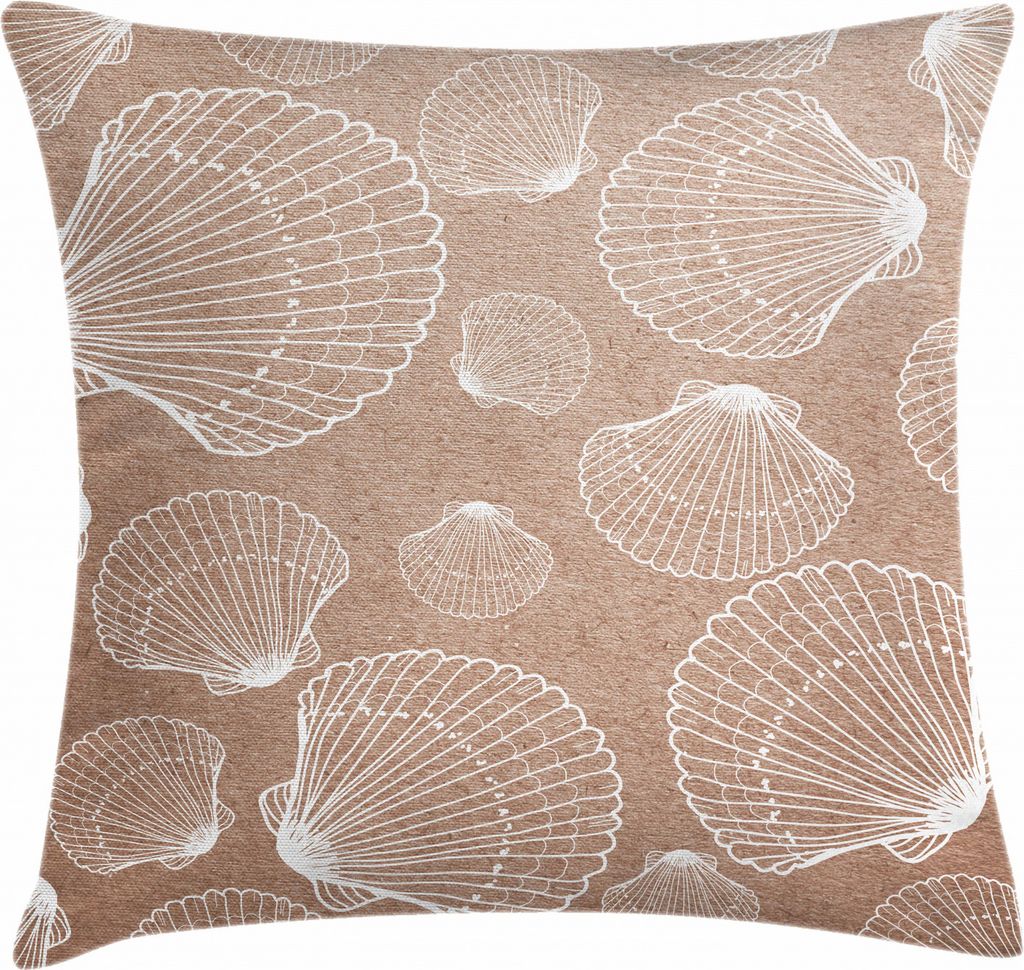 ABAKUHAUS Muschel Kissenbezug, Hand Drawn Shells, für den Innen oder Außen Bereich geeignet mit Reißverschluß Waschbarer Stoff, 60 x 60 cm, Hel...